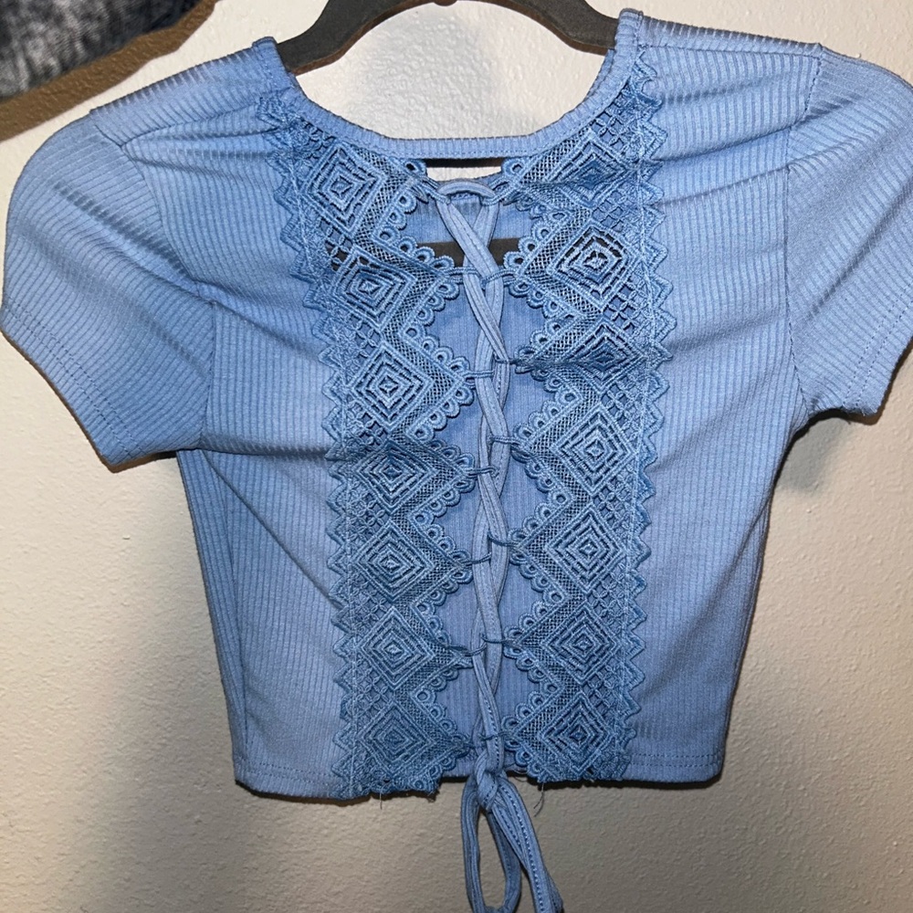 Blue Lace-Up Women's Top